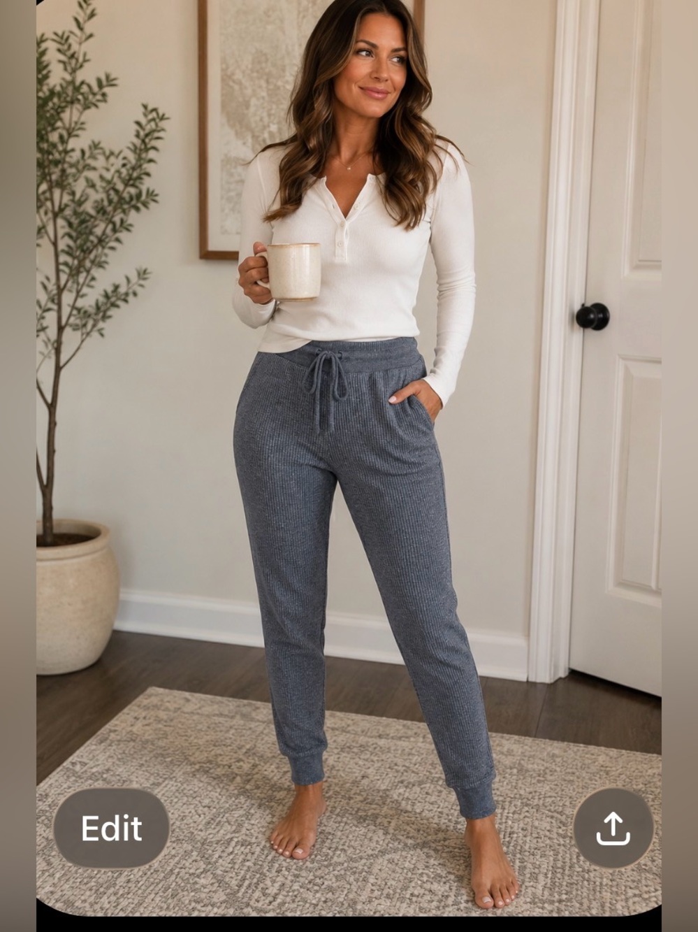LC Lauren Conrad Blue Track Pants with Tapered Leg